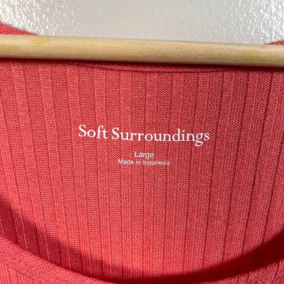 Soft Surroundings Santiago Maxi Dress Size Large Coral Reef Ribbed Vacation - Picture 4 of 10